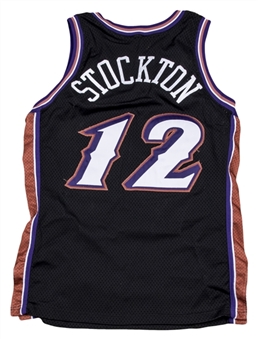 1998-99 John Stockton Game Used Utah Jazz Alternate Black Jersey (Trainer LOA) 